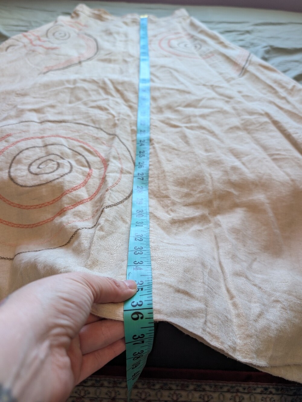 J. Jill Linen A-Line Embroidered Skirt W6 Beige/Orange - Picture 6 of 7
